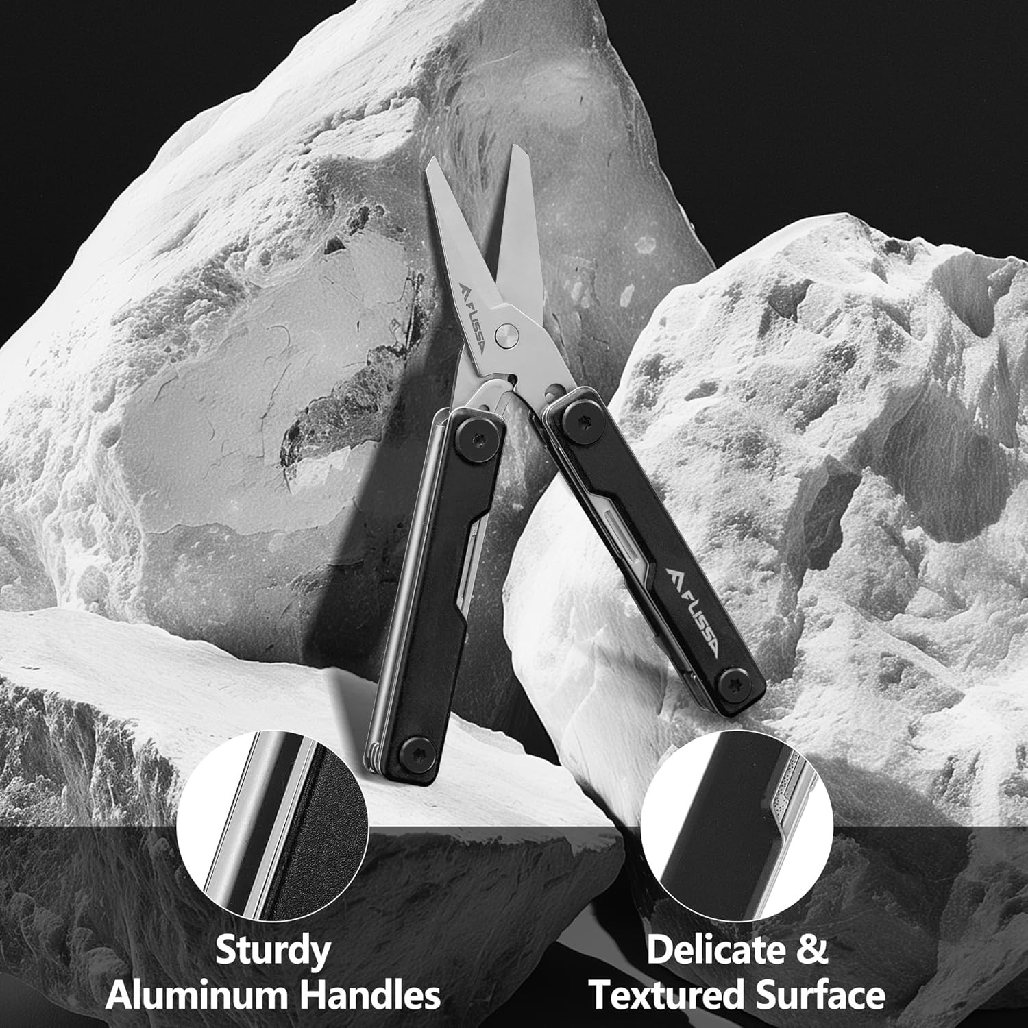 FLISSA 11-in-1 Multitool Scissor Knife Folding Pocket Stainless Multi Tool Knife