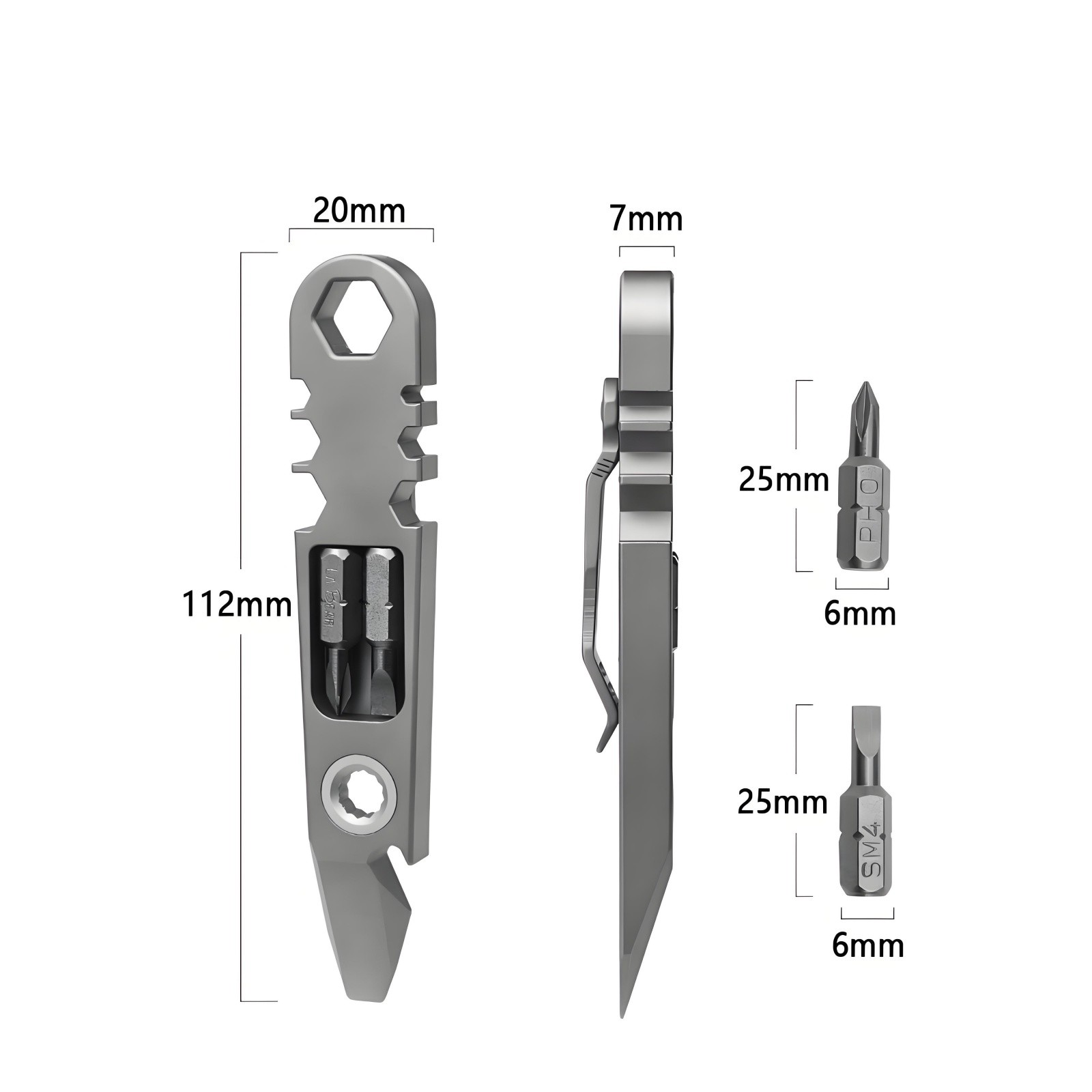 Titanium Alloy Multi-Tool EDC Pry Bar Ratchet Screwdriver Bottle Opener Portable