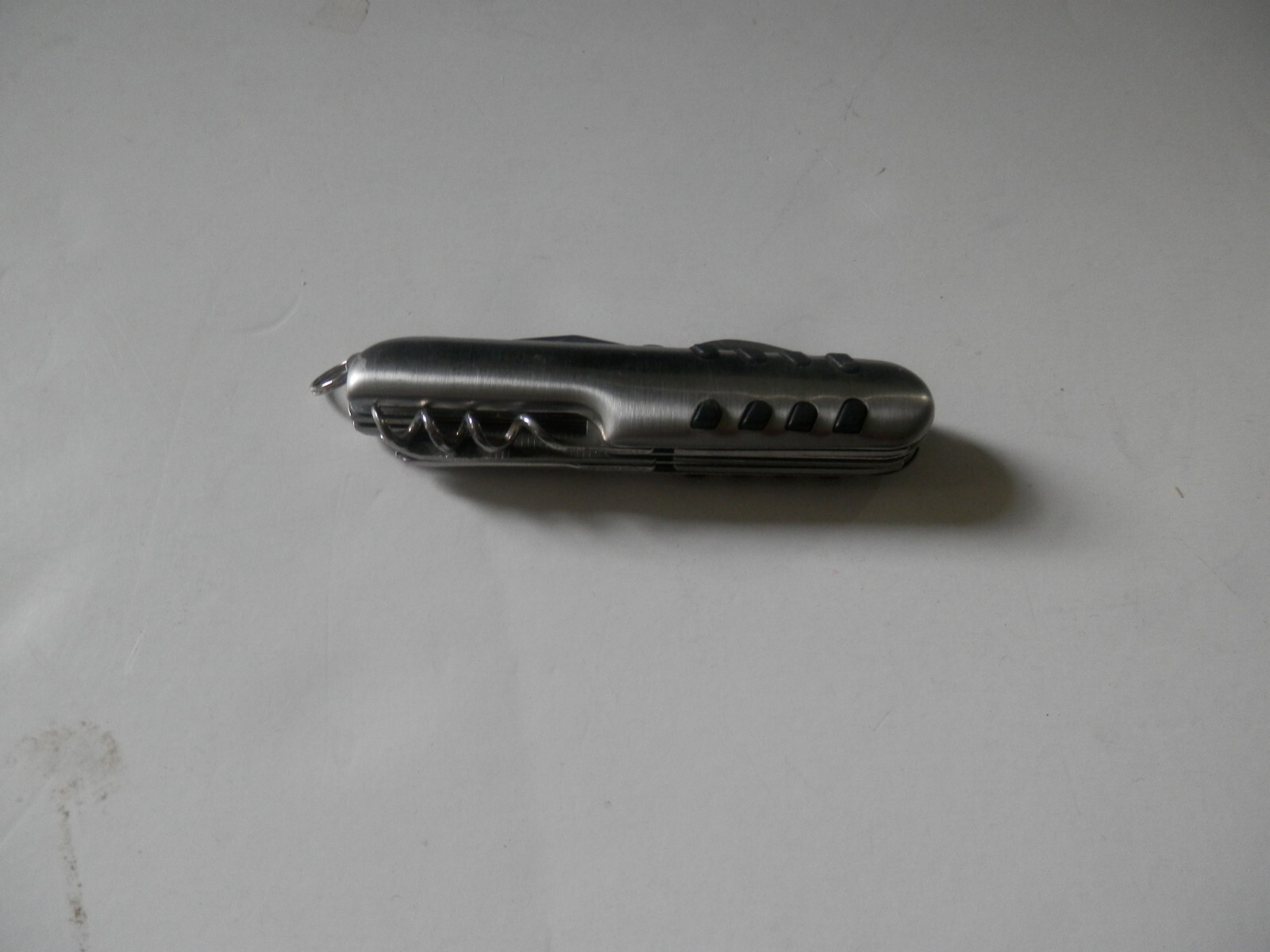 Swiss Style Stainless Steel Pocket Knife w/ Corkscrew Scissors Bottle Opener