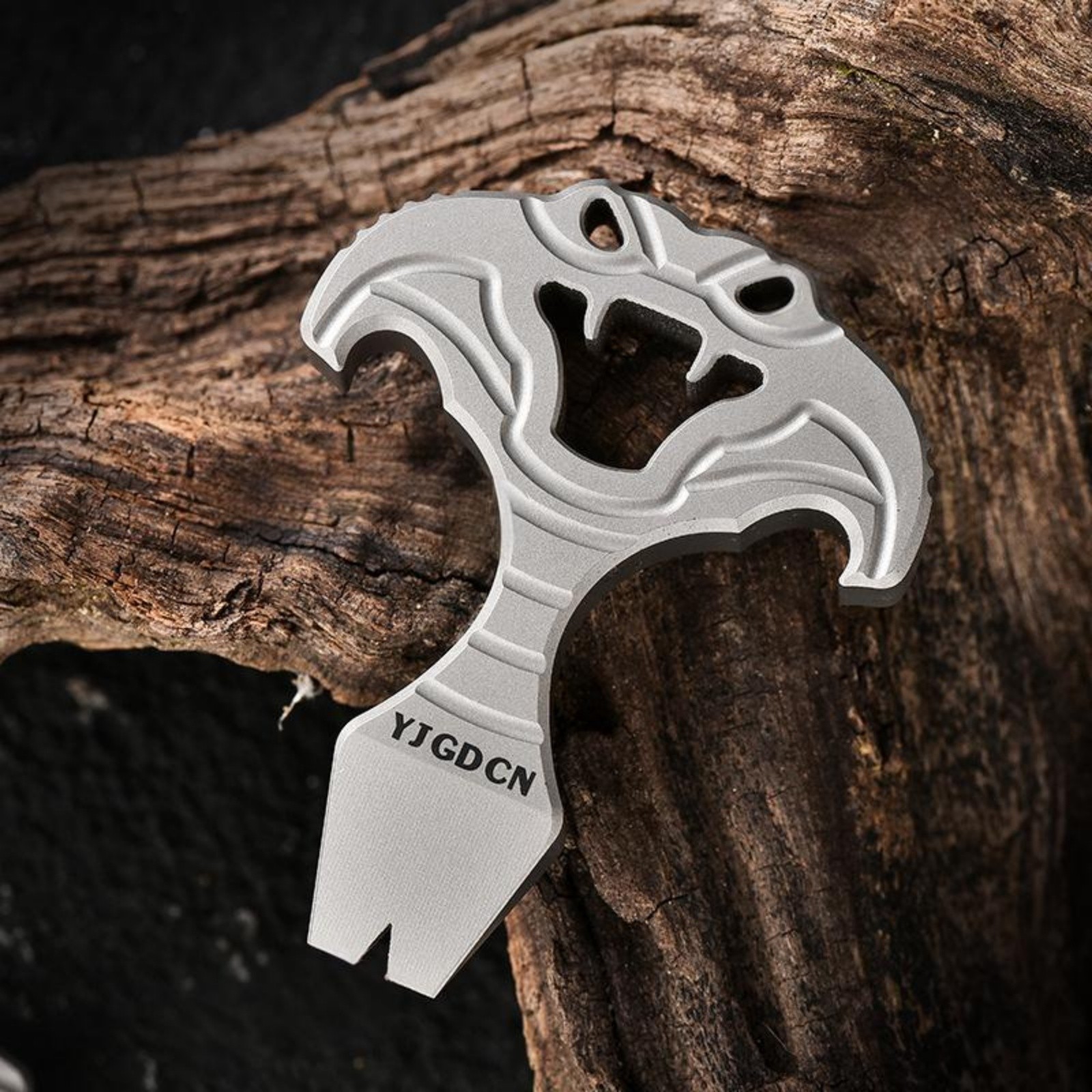 Titanium Alloy EDC Cobra Shape Multi-Tool Keychain Pry Bar Bottle Opener Gear