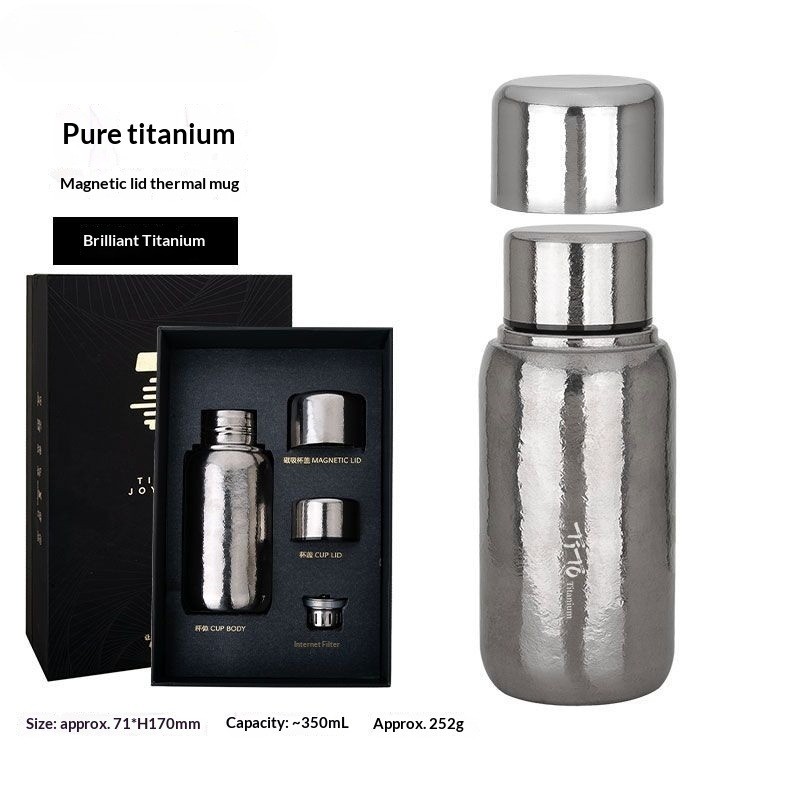 Ice Flower Titanium Cup 350ml Double Wall Thermos with Magnetic Lid Health Safe