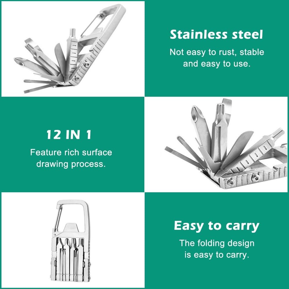 12-in-1 Keychain Multitool with Screwdriver Set, Bottle Opener & Carabiner – EDC