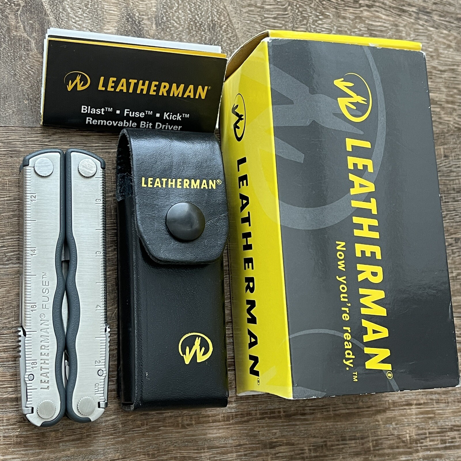Vintage Leatherman FUSE multi tool, leather sheath