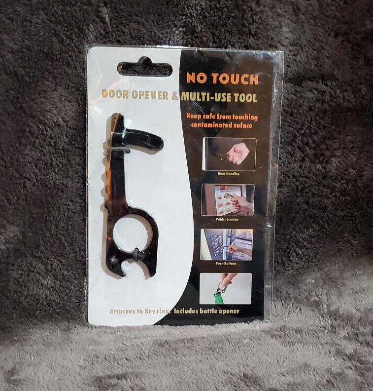 NO TOUCH Black Door Opener & Multi-Use Tool with Bottle Opener