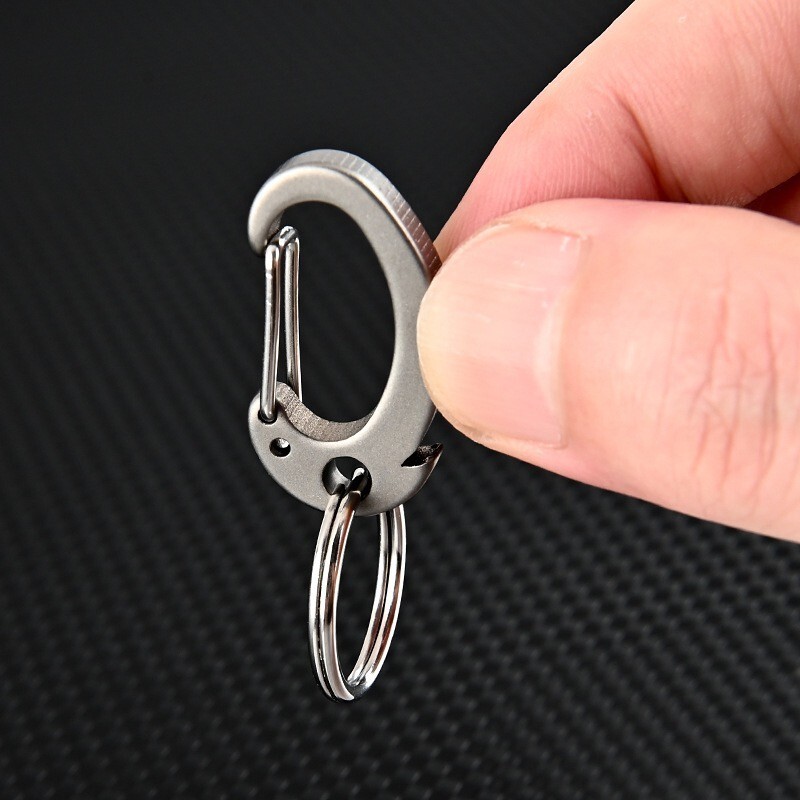 2PCS Mini Titanium Alloy Key chain Carabiner Outdoor Travel Hanging Buckle EDC