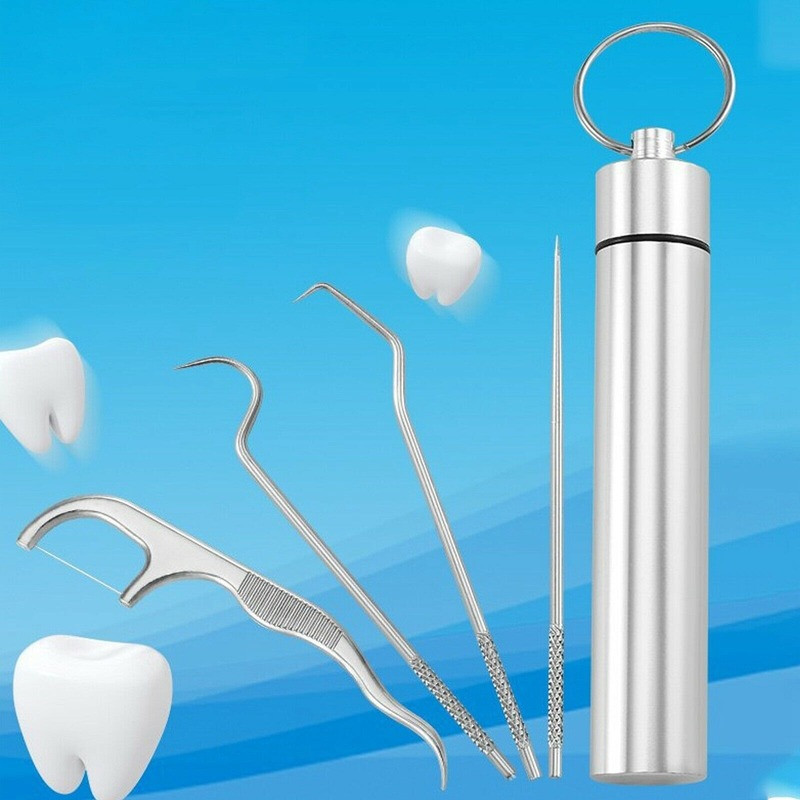 Portable Titanium Toothpick Bag Set Reusable Metal Toothpicks with Holders USA