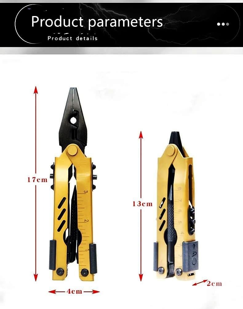 13-in-1 Folding Multi-Tool Pliers Knife Screwdrivers Wire Stripper EDC Camping