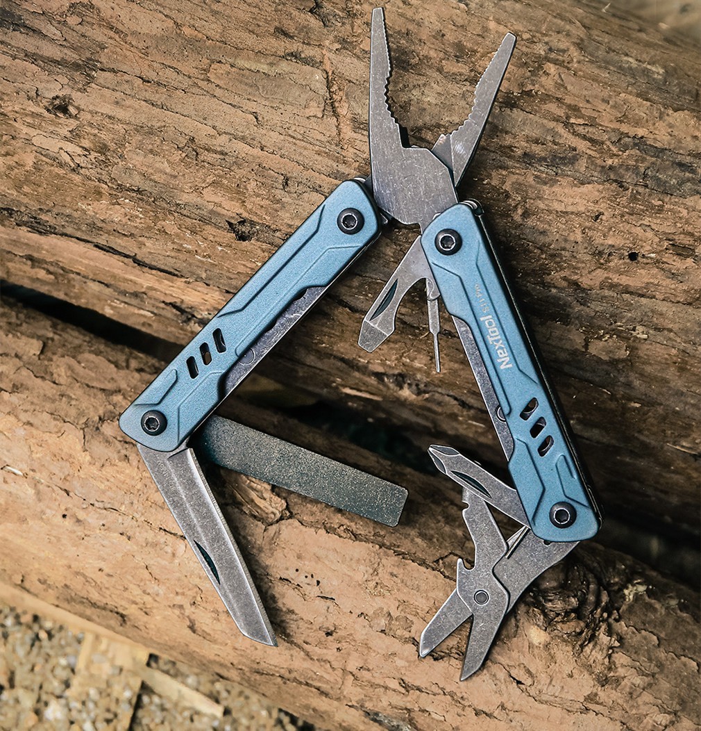 Blue Folding Multitool Pliers EDC Pocket Utility Tool Camping Outdoor Repair