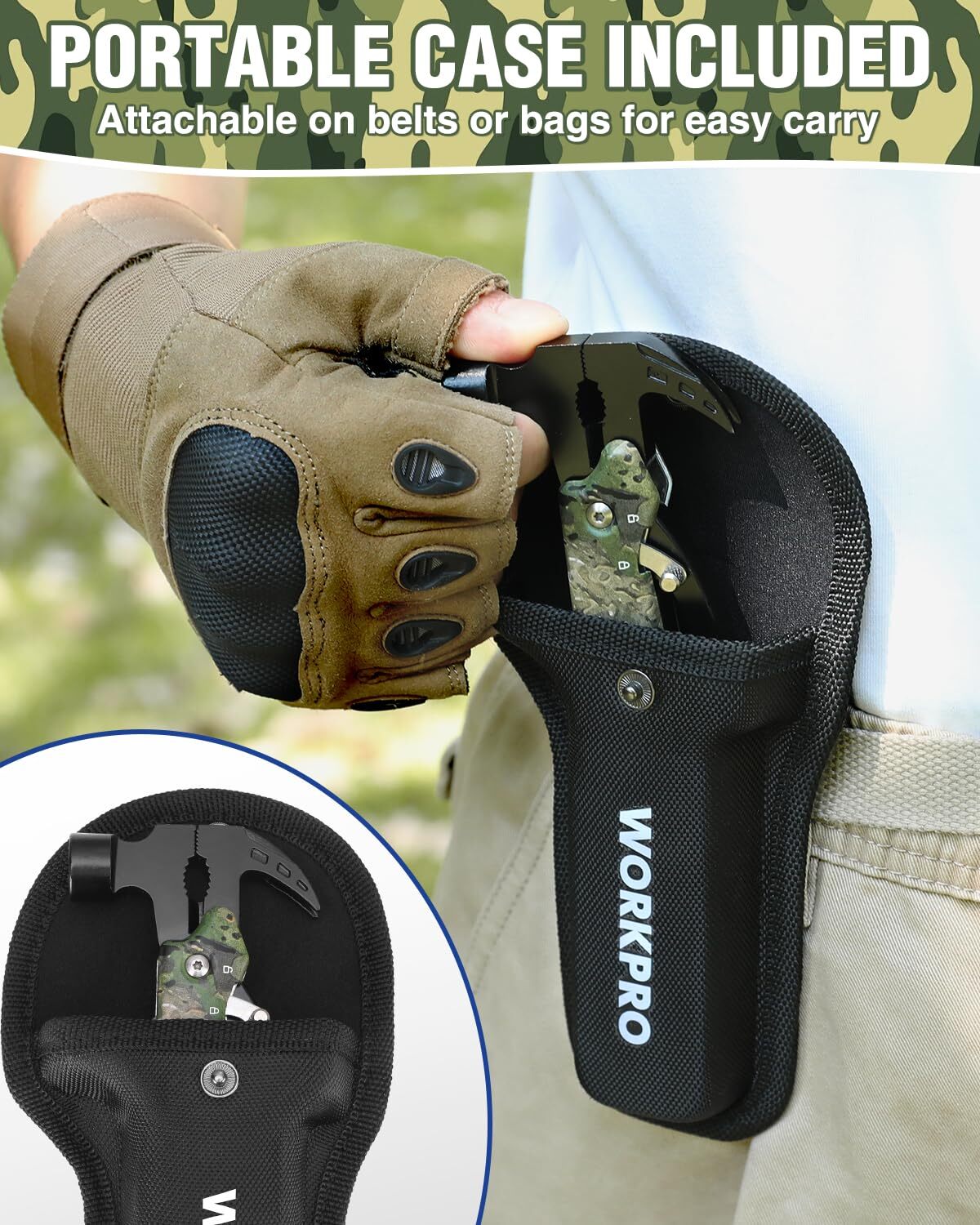 12 in 1 Multitools Camping Tool Mini Hammer Gear Multi Tool Hammer w/Safety Lock