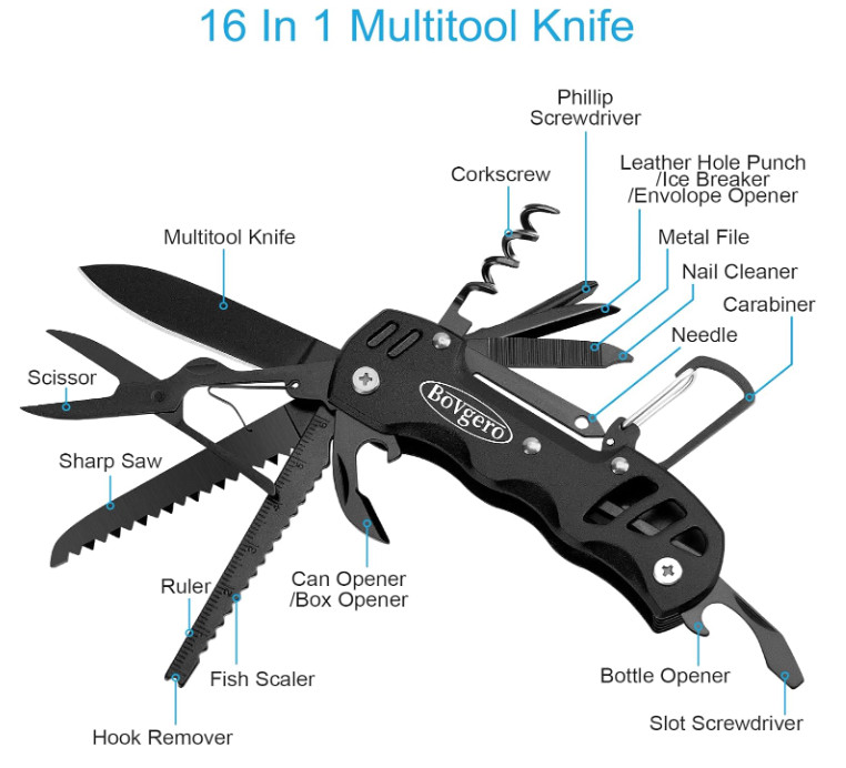 16 In 1 Multitool Pocket Knife Folding Camping Survival Tool for Hiking