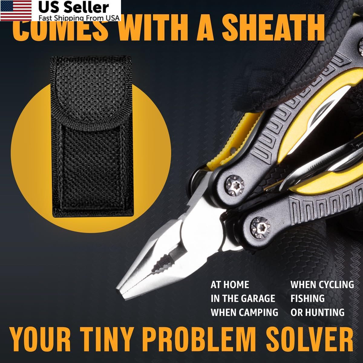 Mini Multitool Knife 12 in 1 Small Pocket Multi Tool with 1. Yellow/Black
