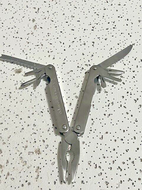 Vintage American Camper Stainless Steel Multi-Tool Pliers With Brown Sheath —