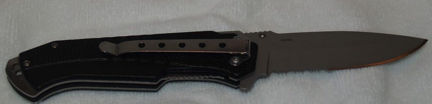 BLK BULLET KNIFE 7 3/4″ OPEN 3 1/4″ SERRATED BLADE 4 1/2″ CLOSED STAINLESS STL