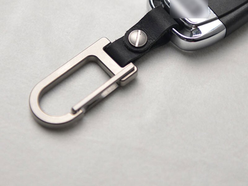 Titanium Alloy + Leather Keychain Carabiner Portable Card Key Hang Buckle EDC