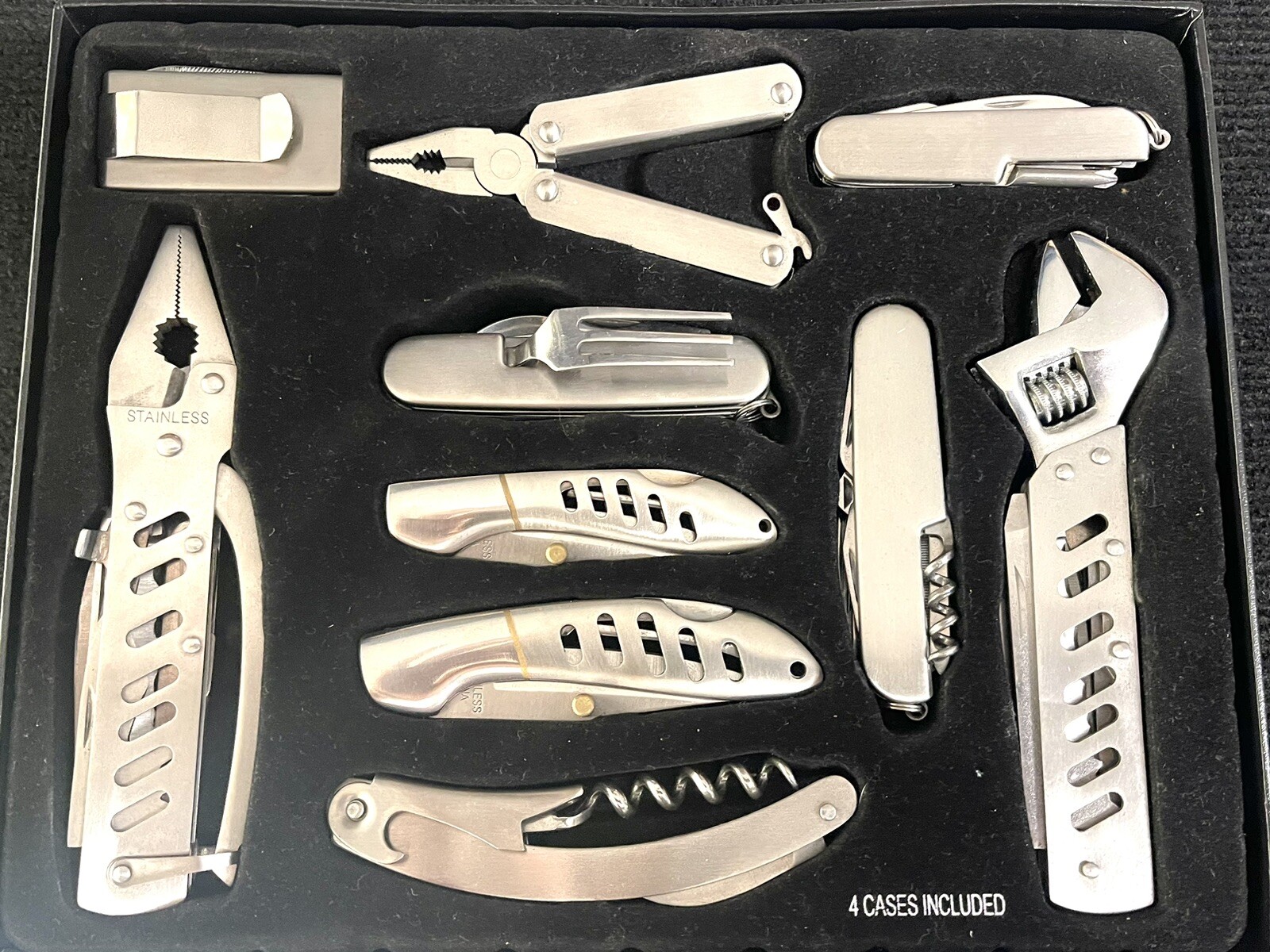 Sharper Image Essential 10 Piece Multi Use Tool Set with 4 Cases New Old Stock