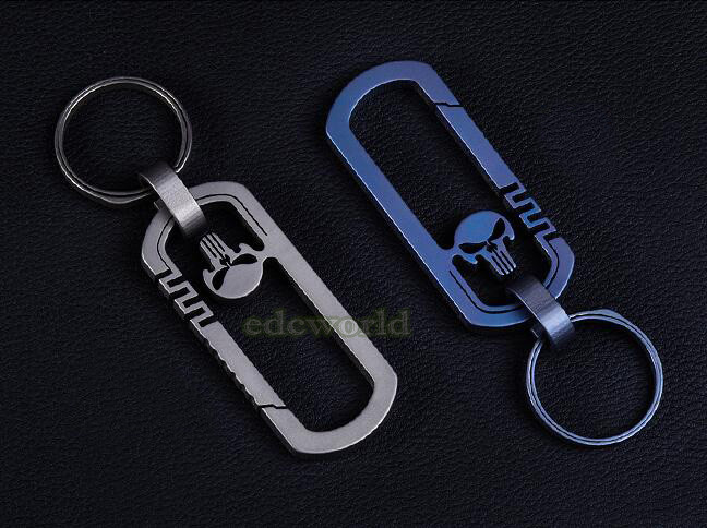Outdoor EDC CNC Titanium TC4 Skull Key Carabiner w/ Key Ring Fast Hanging Tool