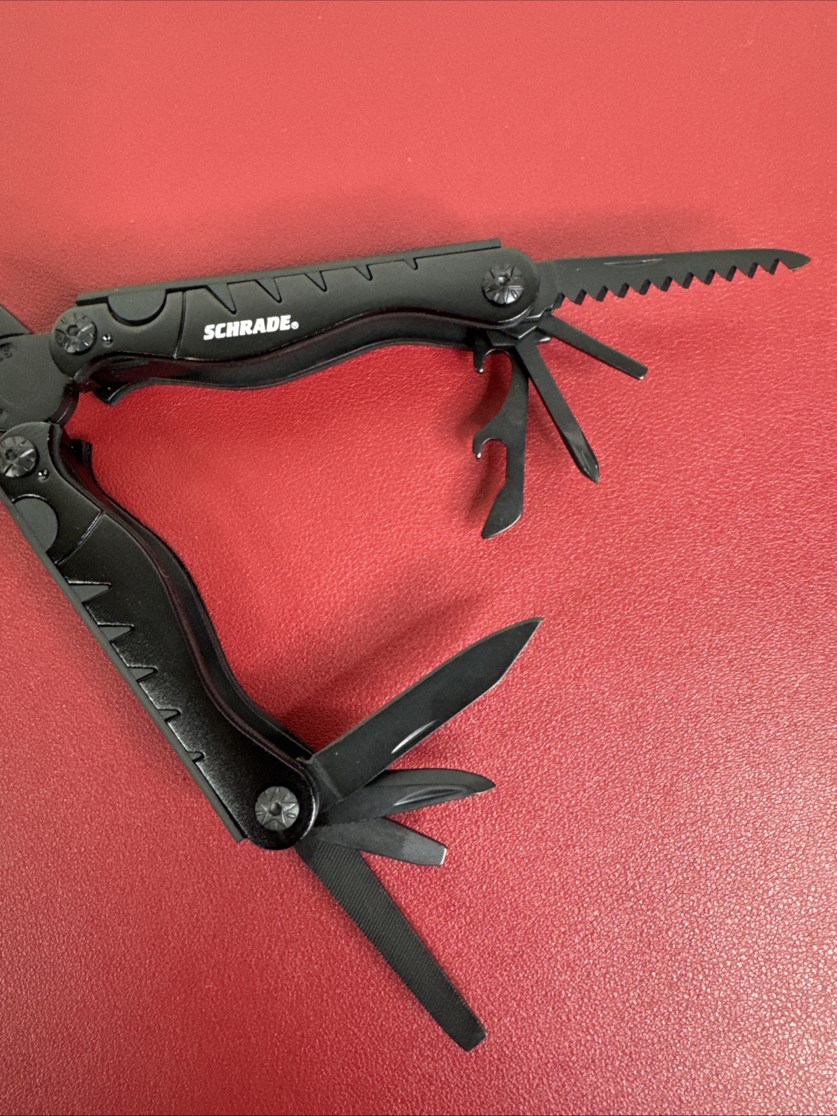 Black Schrade Tough Multi-Tool w 9 Tools + Nylon Carrying Belt Clip Case, EX