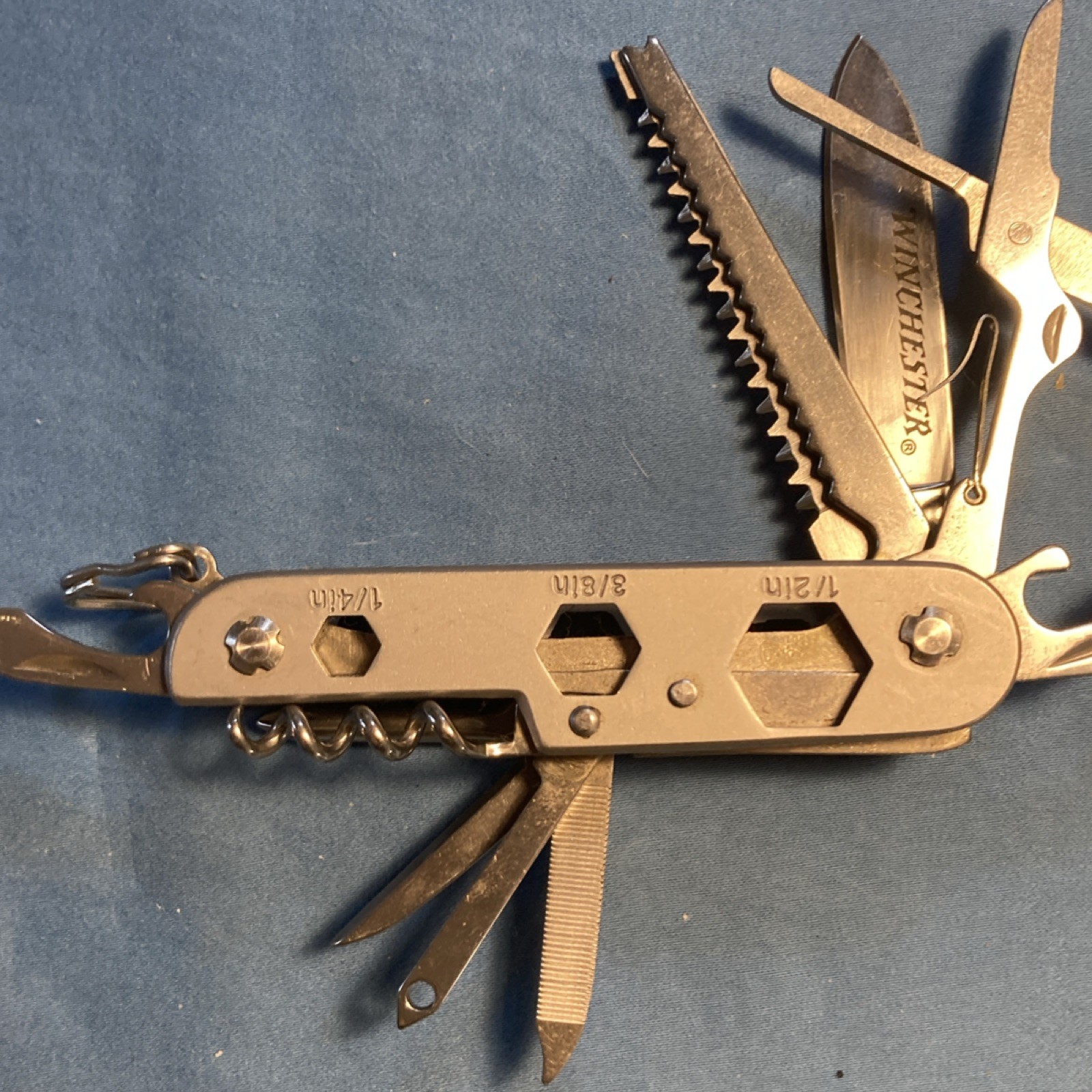 Winchester Silver Stainless Steel Multi-Tool, 10 Tools, Knife, Hex Wrench