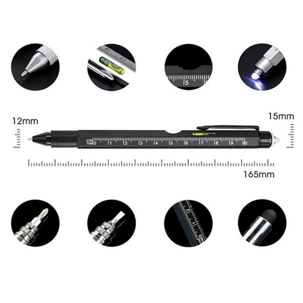 9 in 1 Multifunction Ballpoint Pen with Modern Handheld Tool Measure Technical