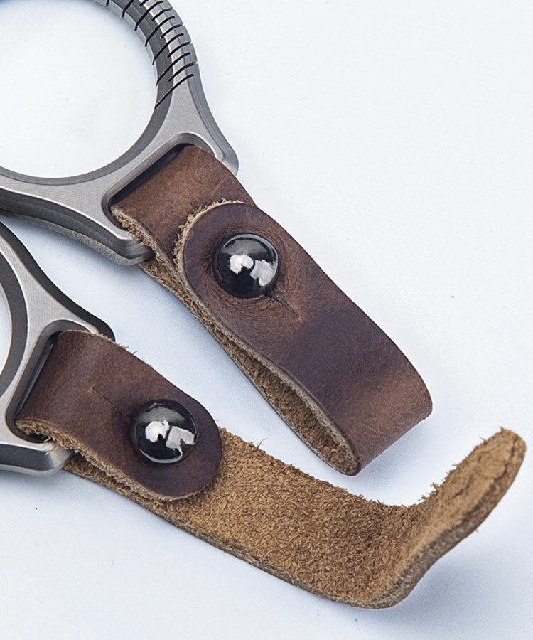Titanium Alloy + Leather Keychain Portable Removable Key Ring Pendant EDC Tool