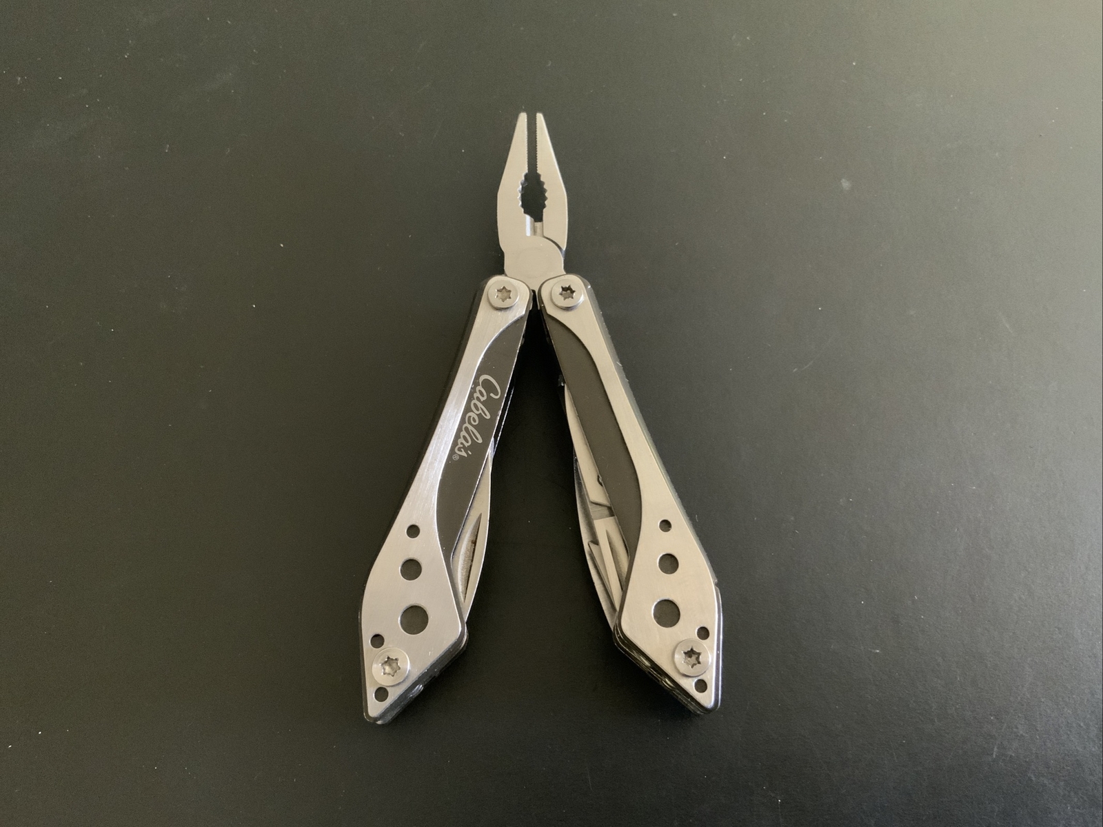 Cabelas Multi Tool with Sheath Silver Black Very Clean