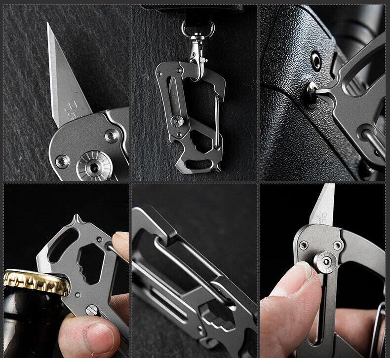 Titanium Alloy Keychain EDC Multifunction Tool Wrench Screwdriver Bottle Opener