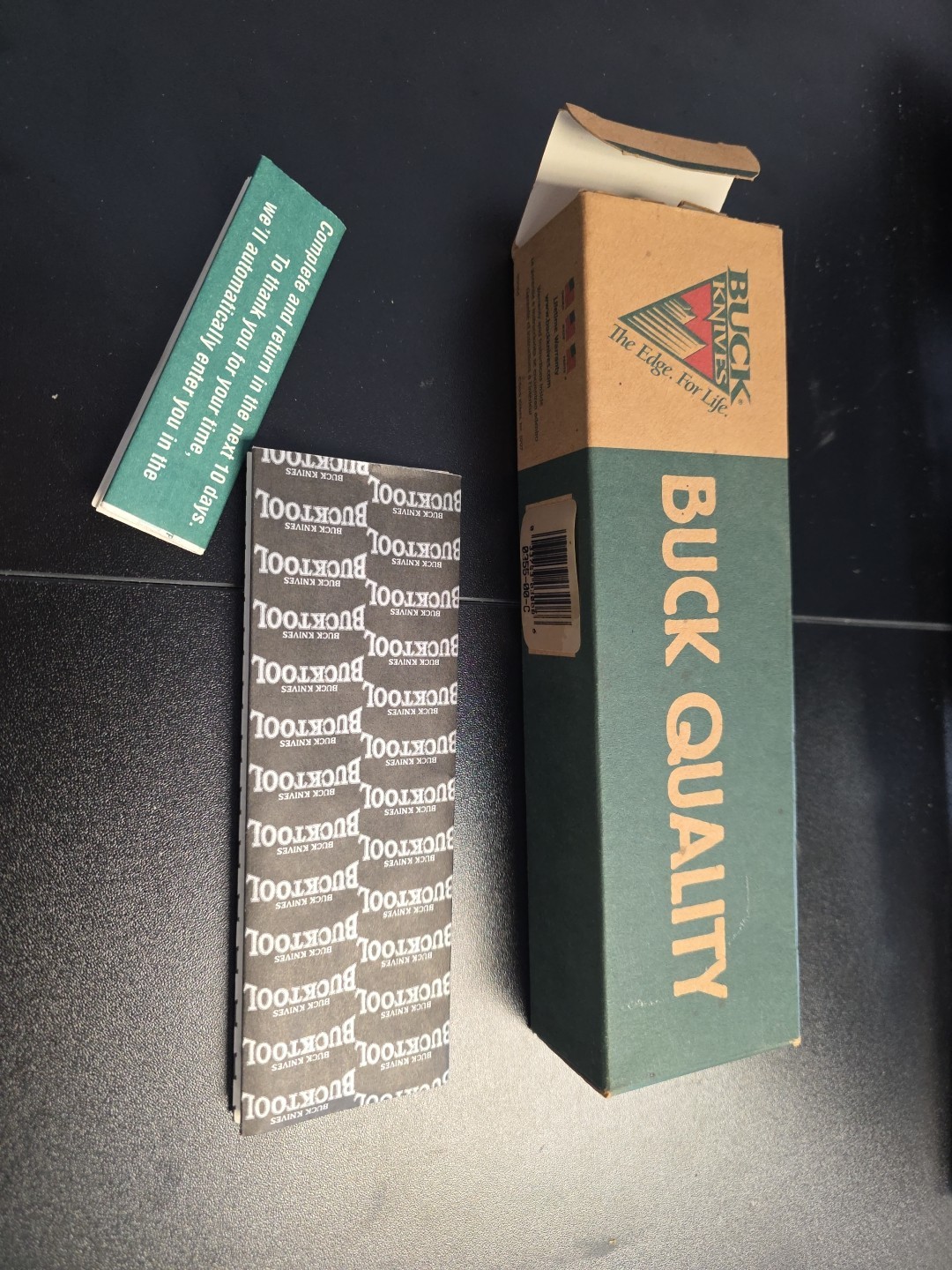 BUCK USA 355 BOX ONLY AND PAPERWORK, 1997 On Box, 1998 On Paperwork BuckTool