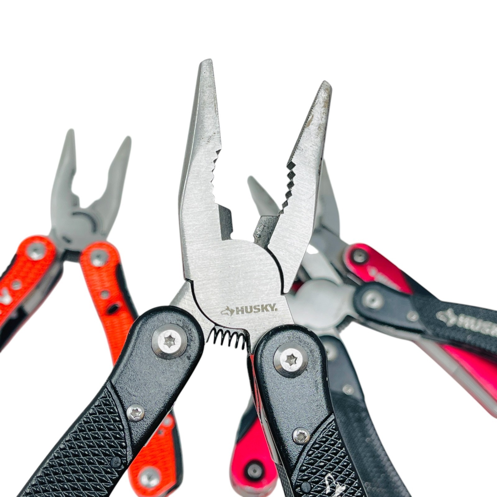 Husky MultiTool Professional Folding Pliers Set Stainless, Black Red, 4 Pcs