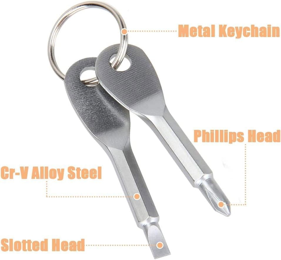 8Pcs Portable Mini Keychain Screwdriver Set Phillips Slotted Head Screwdrivers