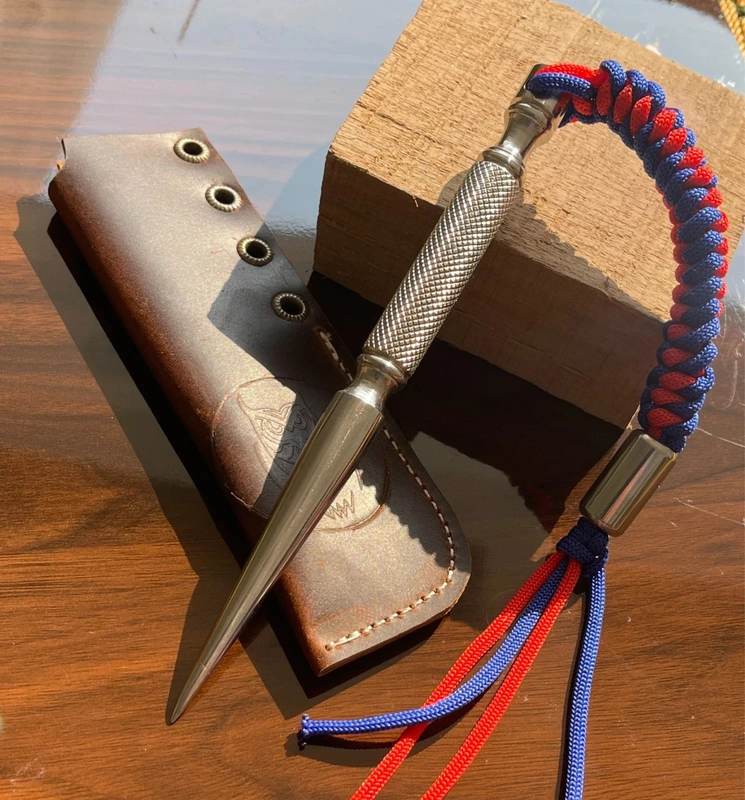 Handmade Spike Dagger Pendant Paracord Necklace Tactical Style Metal Charm EDC C