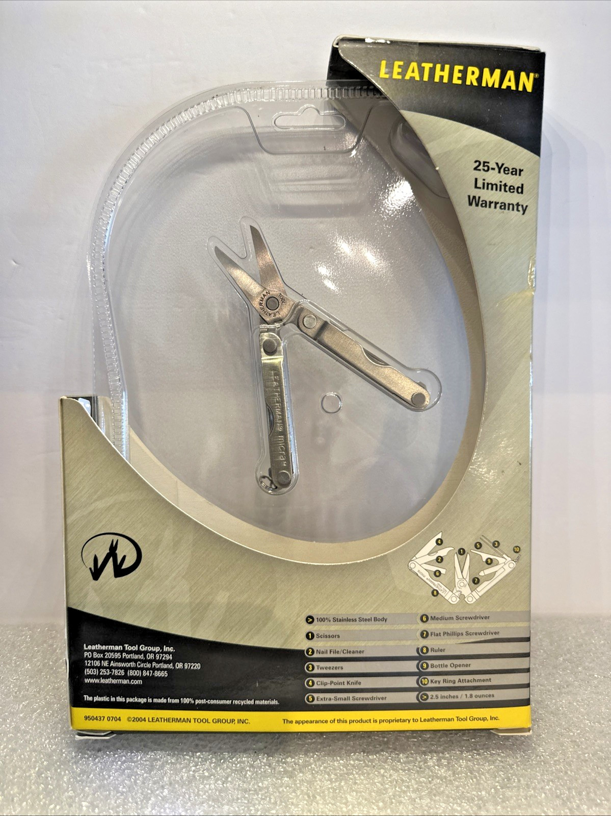 Leatherman Micra Multi-Tool Stainless Steel 10 Tools in One 2004 VTG New Sealed