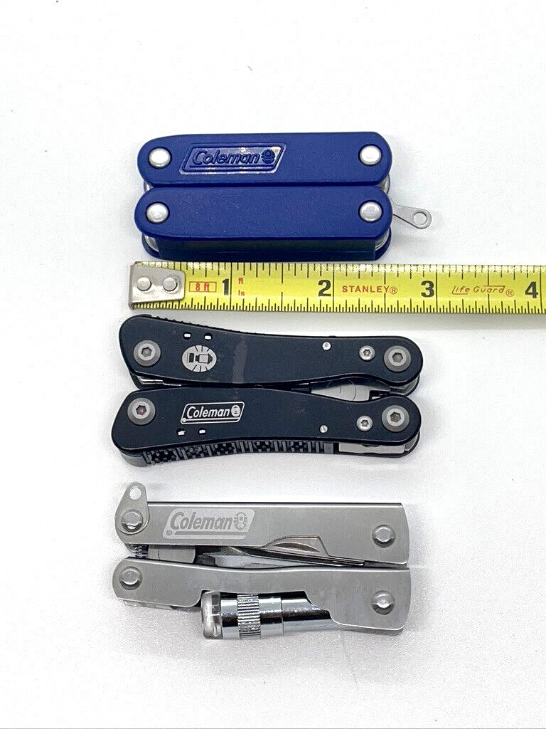 Coleman Mini Multi-Tool Lot Of 3 Pliers Knife Scissors Flashlight Camping EDC