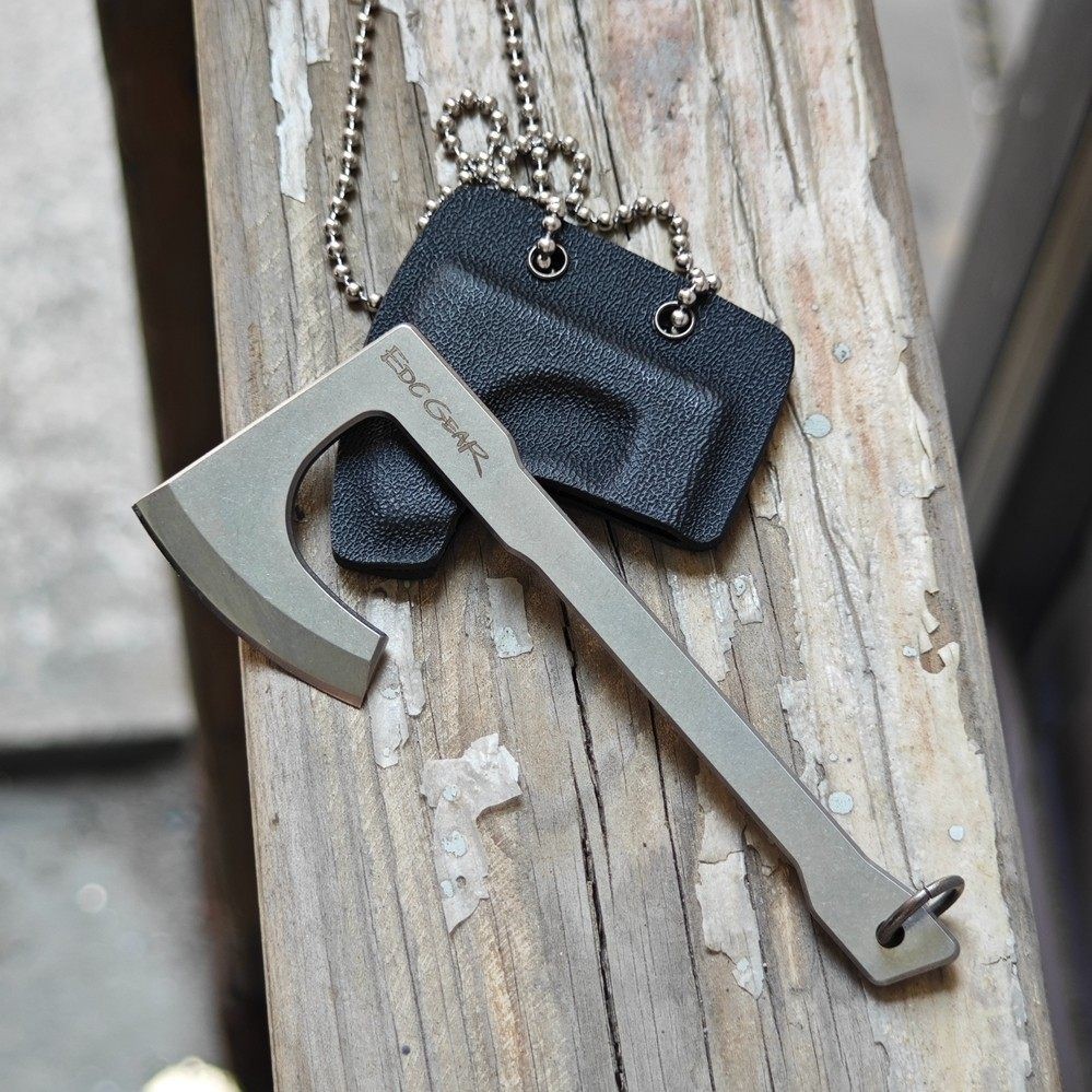 Stainless Steel Mini Axe Pendant Necklace EDC Gear Charm Keychain Accessory