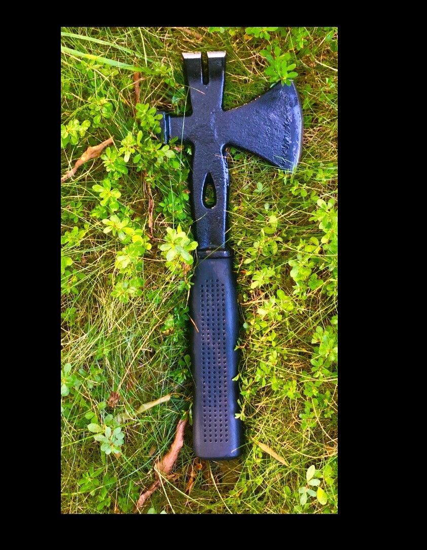 14” Hatchet Crowbar Hammer Axe Survival Multi-Tool.(Solid Cast Iron+Rubber Grip)