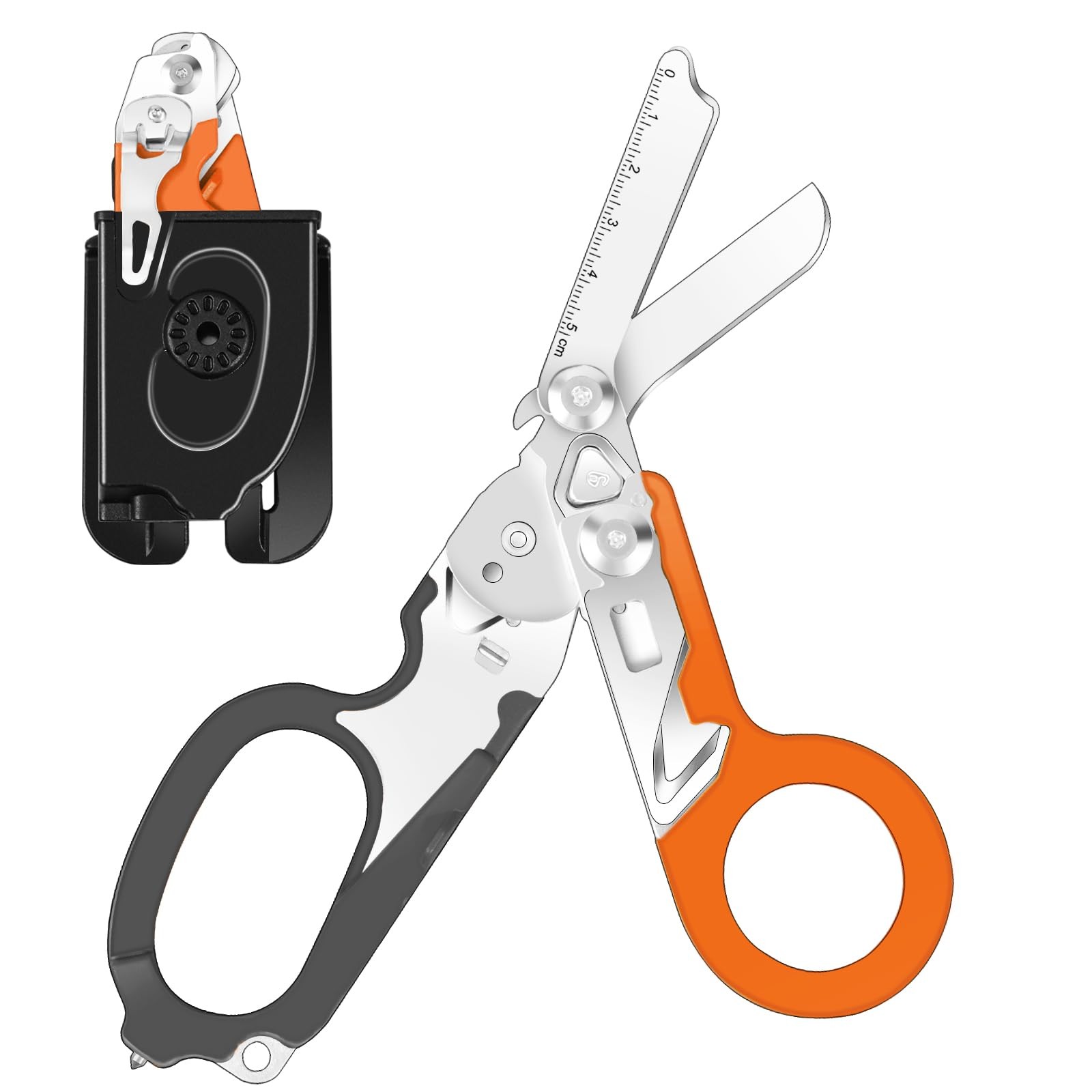 6 in 1 Multi-function Trauma Shears with Strap Cutter and Glass Breaker, with Lu