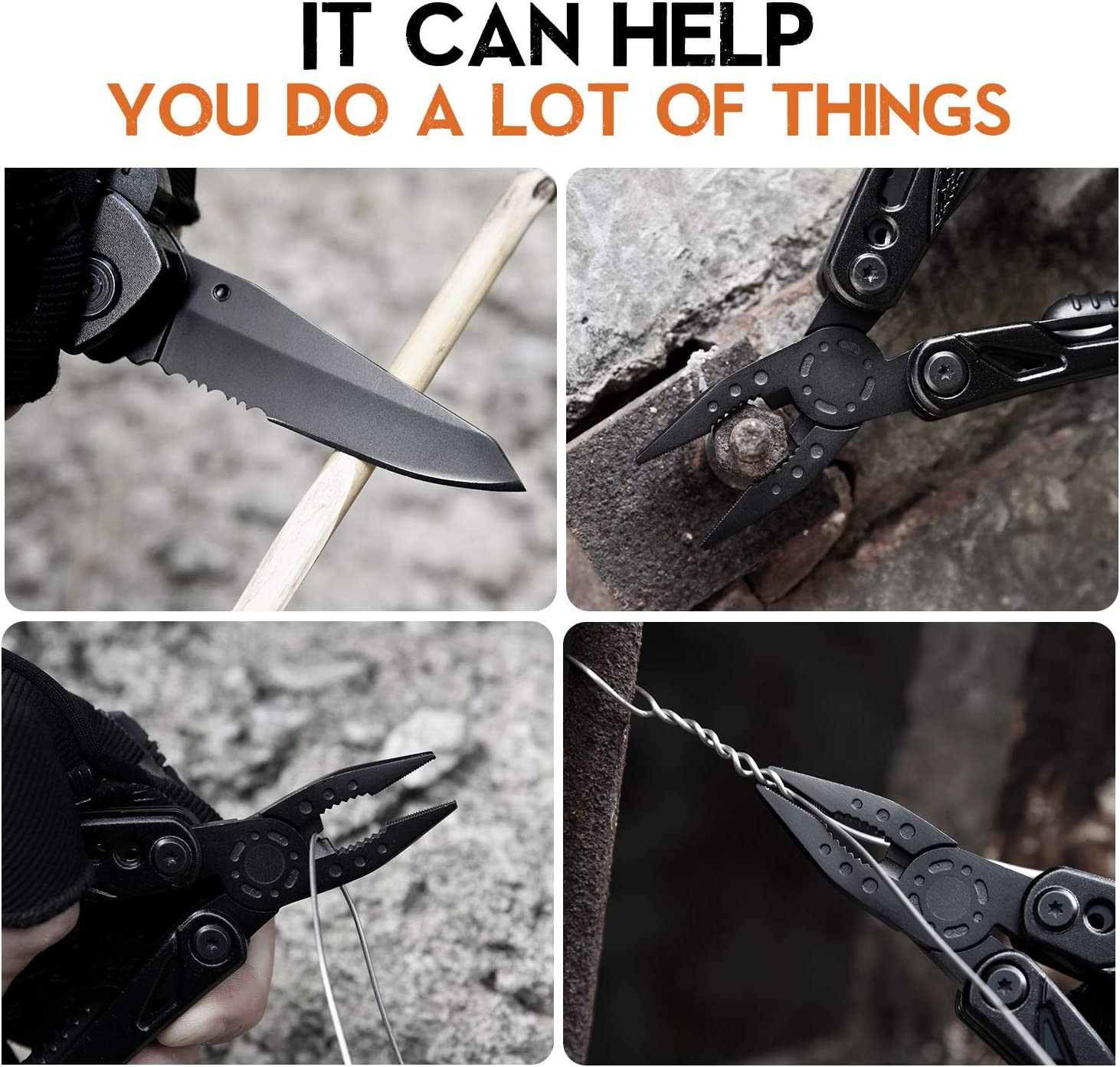 15 in 1 Multitool Pliers, Fire Starter,Whistle,Scissors,Screwdriver, Christmas B