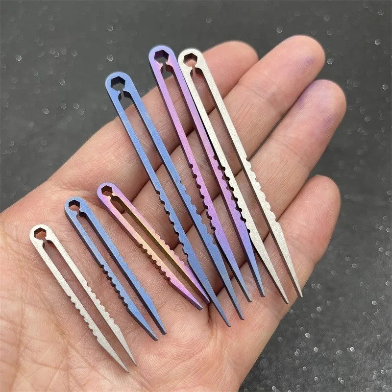 2 Sizes Portable Titanium Alloy Tweezers Outdoor Survival Camping Travel EDC