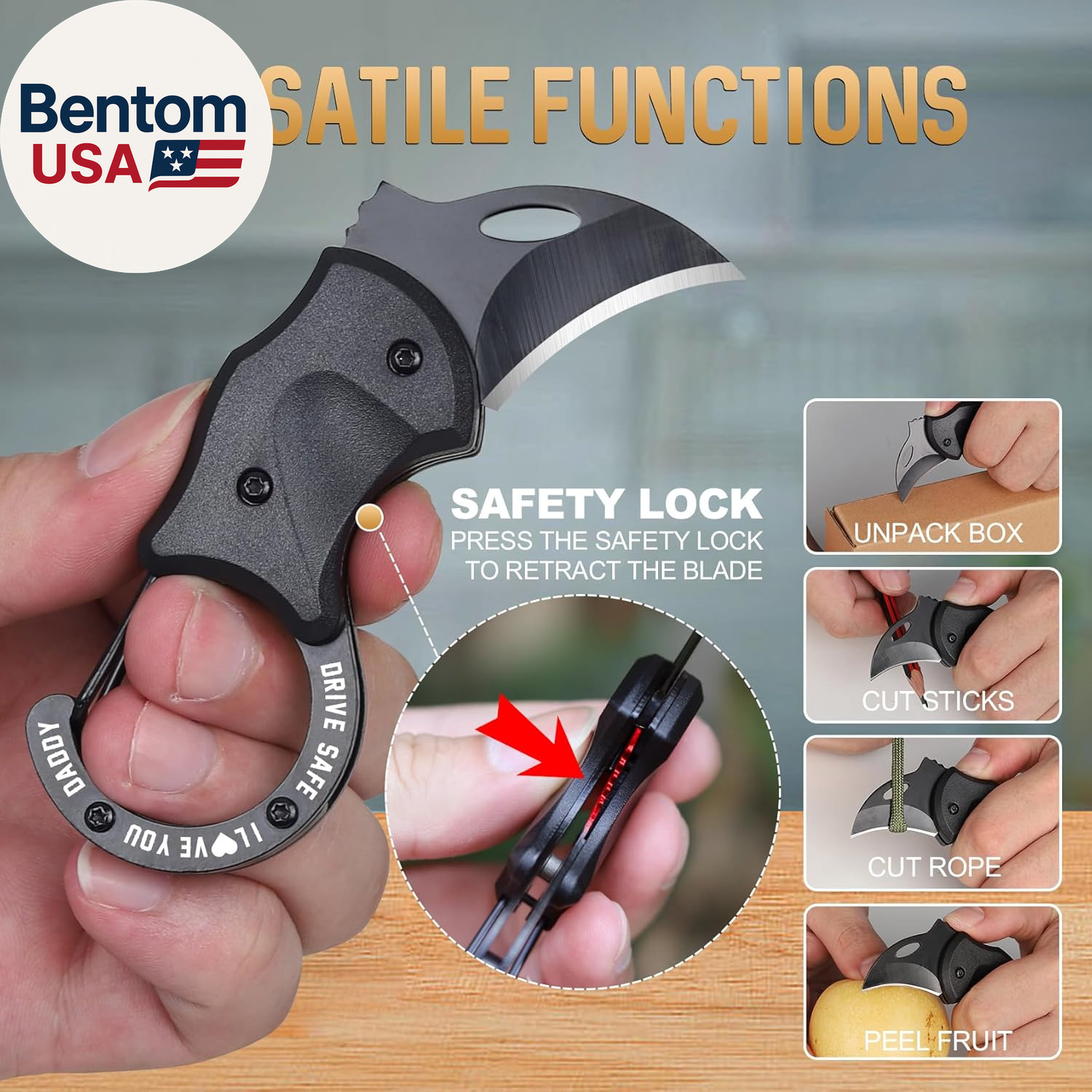 Gifts for Dad Fathers Day, Fathers Day Dad Gifts, EDC Box Cutter for Camping Hik