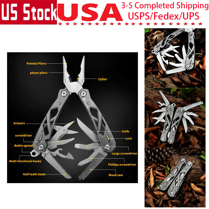 Pocket Knife 12 In 1 Multi EDC Plier Multitool Needle Nose Pliers Wire Cutter