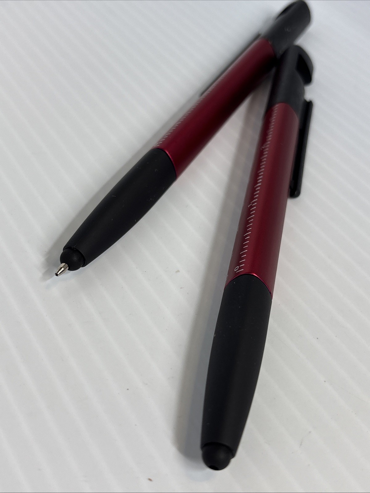 2 Red & Black Multi Tool Pen Screwdriver,level Ruler,ballpoint & Phone Holder