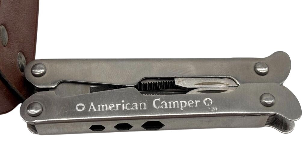 Vintage American Camper Stainless Steel Multi-Tool With Leather Sheath