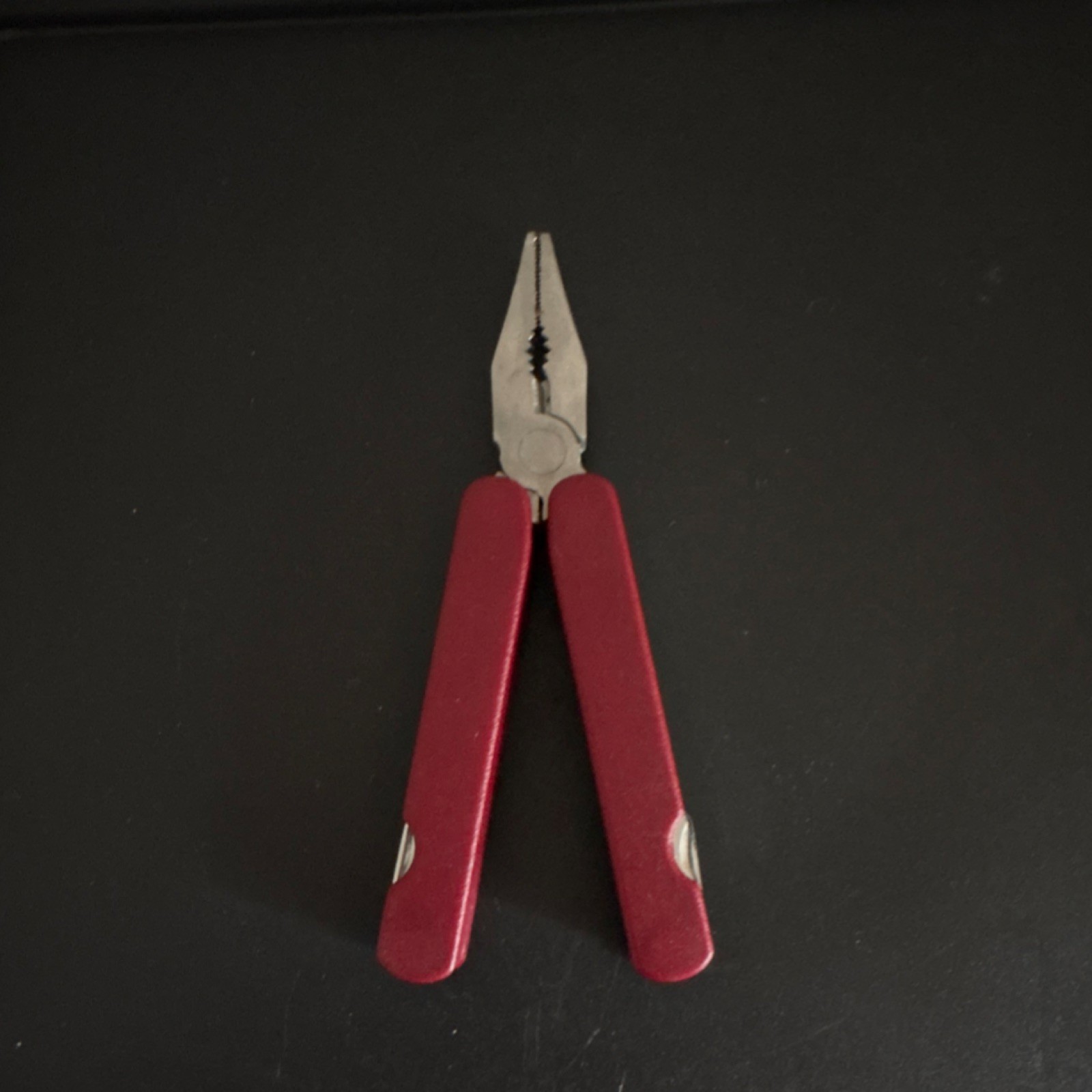 Red 8-in-1 Folding Pliers Multi-Tool w/ Knife Saw File Bottle Opener, 4in