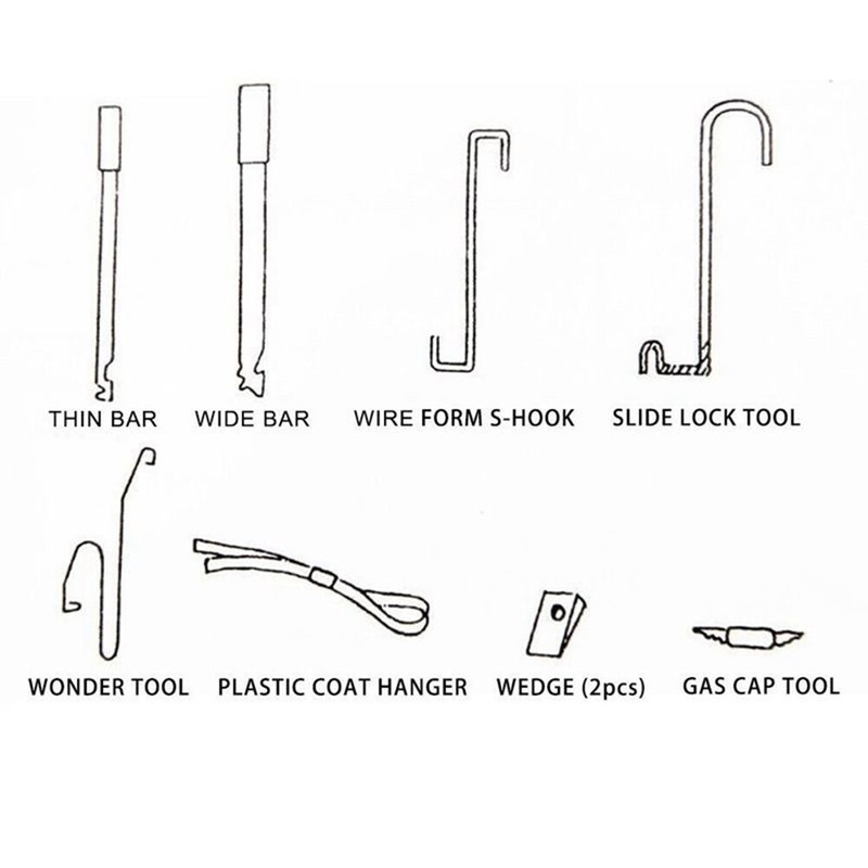 9Pcs Car Door Unlock Tool Kit Lock Out Opening Set Professional Repair