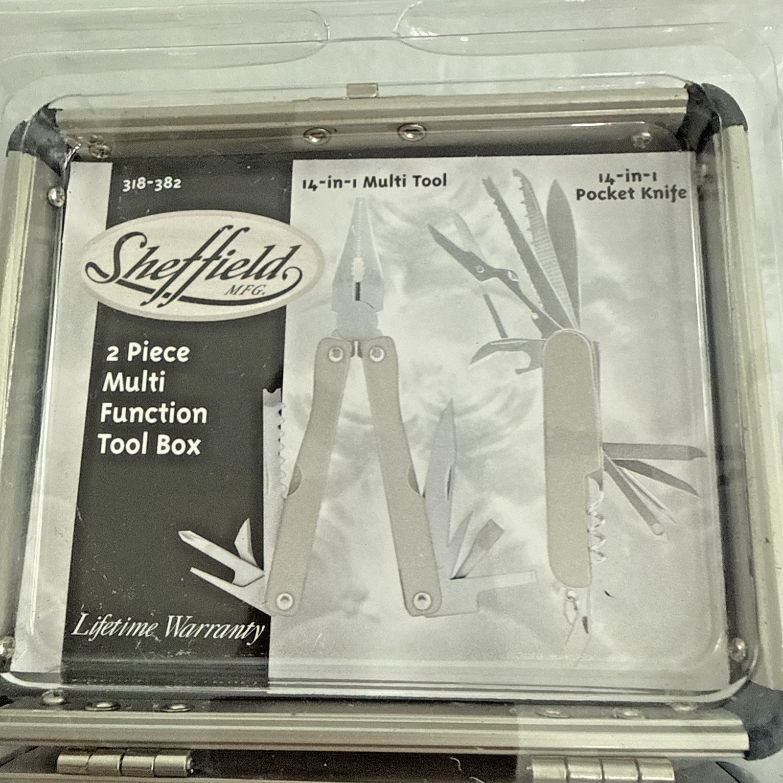 Mint SHEFFIELD 2 PIECE MULTI FUNCTION TOOL BOX 318-382 POCKET KNIFE TOOL