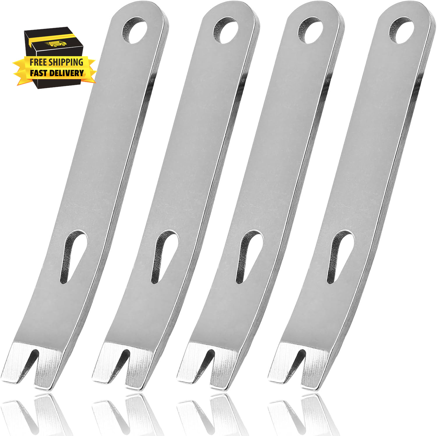 4 Pcs Mini Pry Bar, Pocket Stainless Steel Pocket Crank Crowbar Small Prybar EDC