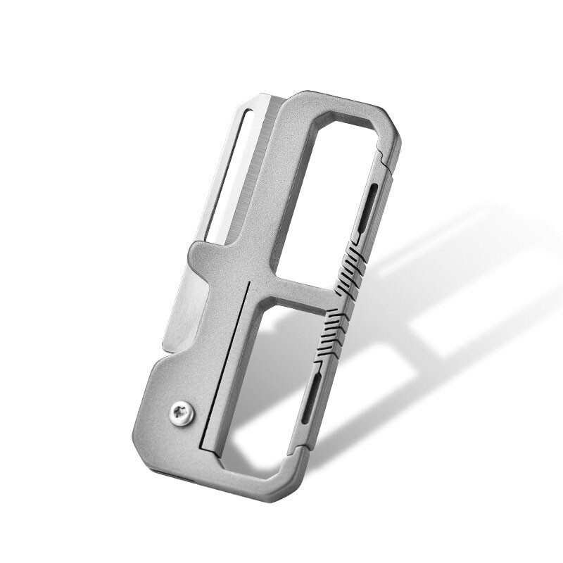 Titanium Pocket Folding Blade Knife Carabiner Outdoor Camping Keychain EDC Tool