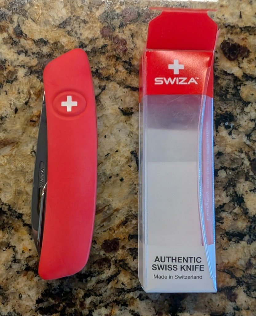 Swiza SH04 Single Hand Pocket Knife Red Synthetic Handle- KNI.004.1000