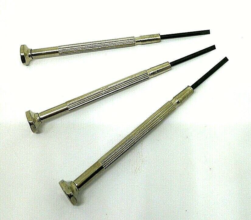3X Alum. Barrel Jeweler’s Screwdrivers w/Swivel Top that Can Be Held & Turned.