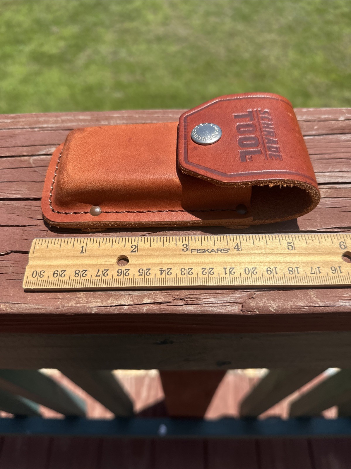 Vintage Schrade Brown Leather Belt Sheath Pouch w/ Snap Closure for Tool Carry