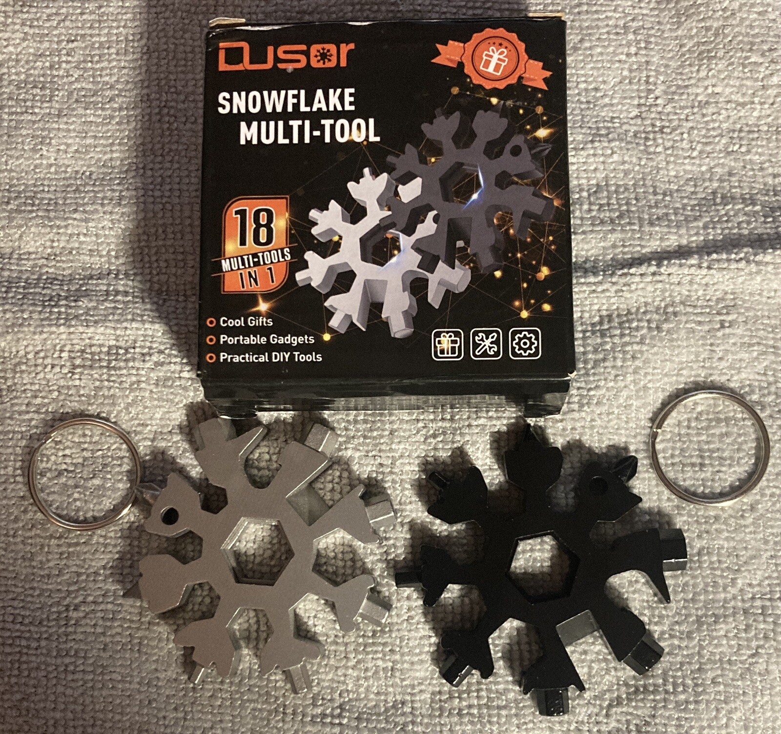 NEW 18-in-1 Snowflake Multi Tool 2pk, Black & Silver